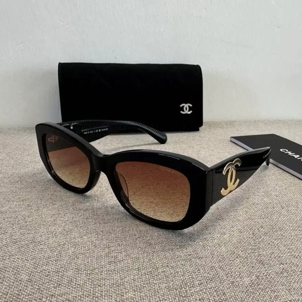[BUNJANG] Chanel Irregular Logo Sunglasses Black / 샤넬 측면 로고 불규칙 선글라스 블랙 여성용