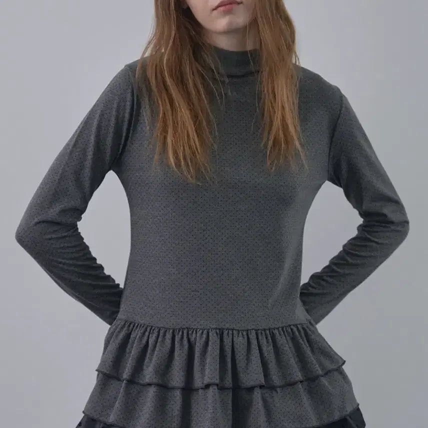 [BUNJANG] Punishment Dot Polar T-Shirt Gray / 바니쉬먼트 도트 폴라 티-gray