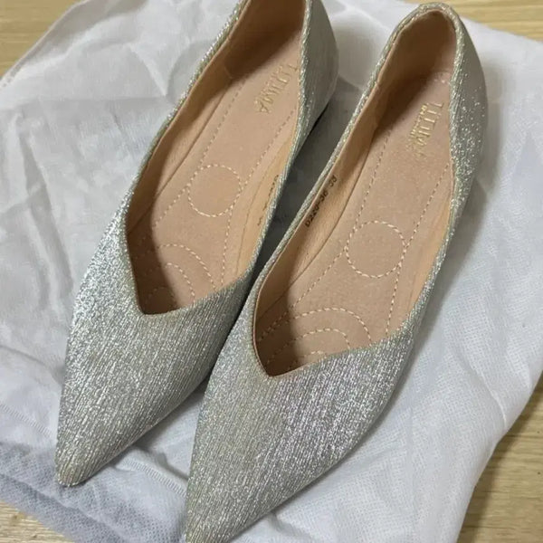 [BUNJANG] Silver Glitter Flat Shoes Size 240 / 여성 플랫슈즈 실버 240