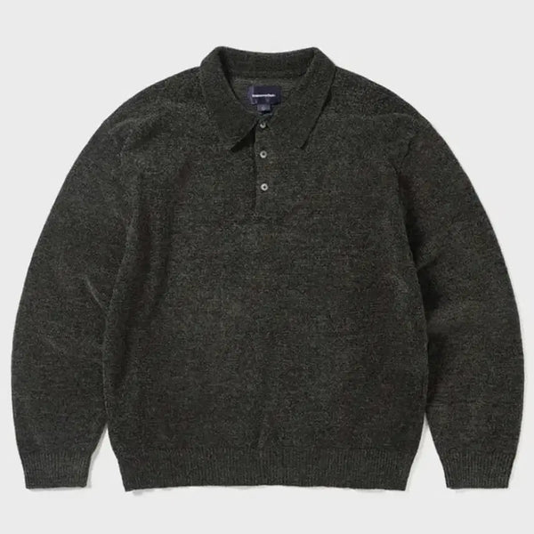 [BUNJANG] thisisneverthat Velvet Polo Knit Black / 디스이즈네버댓 벨벳 폴로 니트 블랙