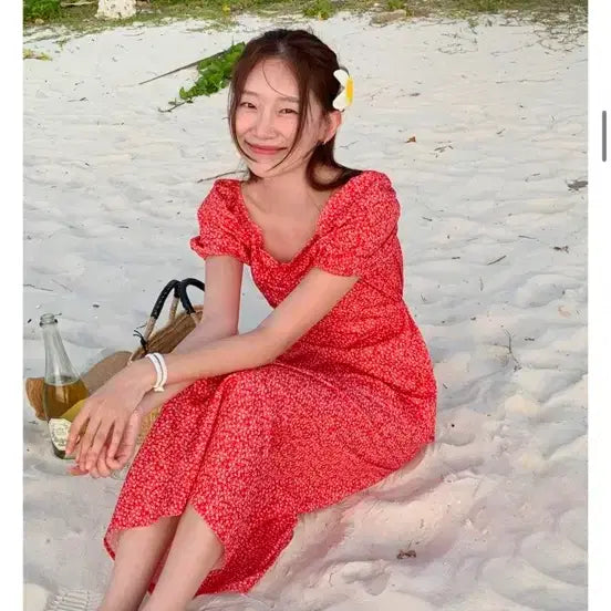 [BUNJANG] Red Vacation Dress / 레드 휴양지 여행 원피스 1회 착용
