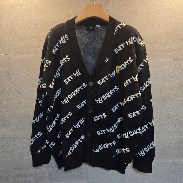[BUNJANG] H&M Simpsons Lettering Cardigan / H&M. 심슨 레터링. 가디건. 미착.