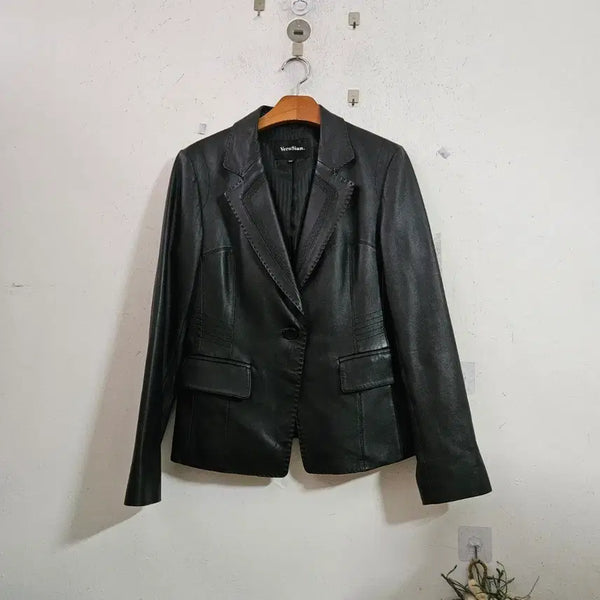 [BUNJANG] Black Leather Jacket / 블랙 레더 자켓
