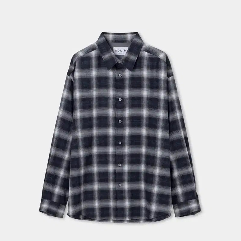 [BUNJANG] Solid Homme Navy Check Oversized Shirt / 솔리드옴므 네이비 오버셔츠