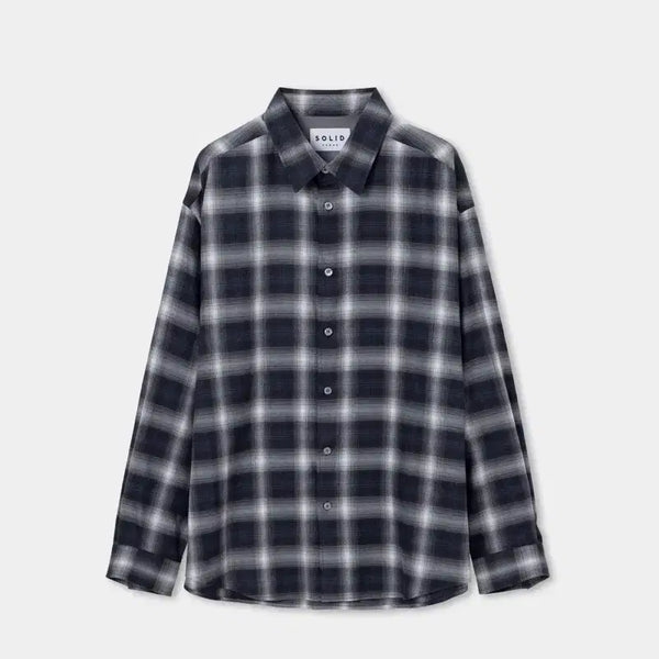 [BUNJANG] Solid Homme Navy Check Oversized Shirt / 솔리드옴므 네이비 오버셔츠