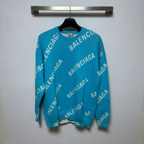 [BUNJANG] Balenciaga Pullover Multi Logo Knit Sweater Mens / (m)발렌시아가 풀오버 멀티로고 니트 남성