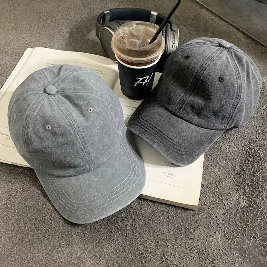 [BUNJANG] Pigment Washed Plain Ball Cap Hat / (새상품+무배) 남녀공용 피그먼트 워싱 무지 그레이,차콜 볼캡 모자