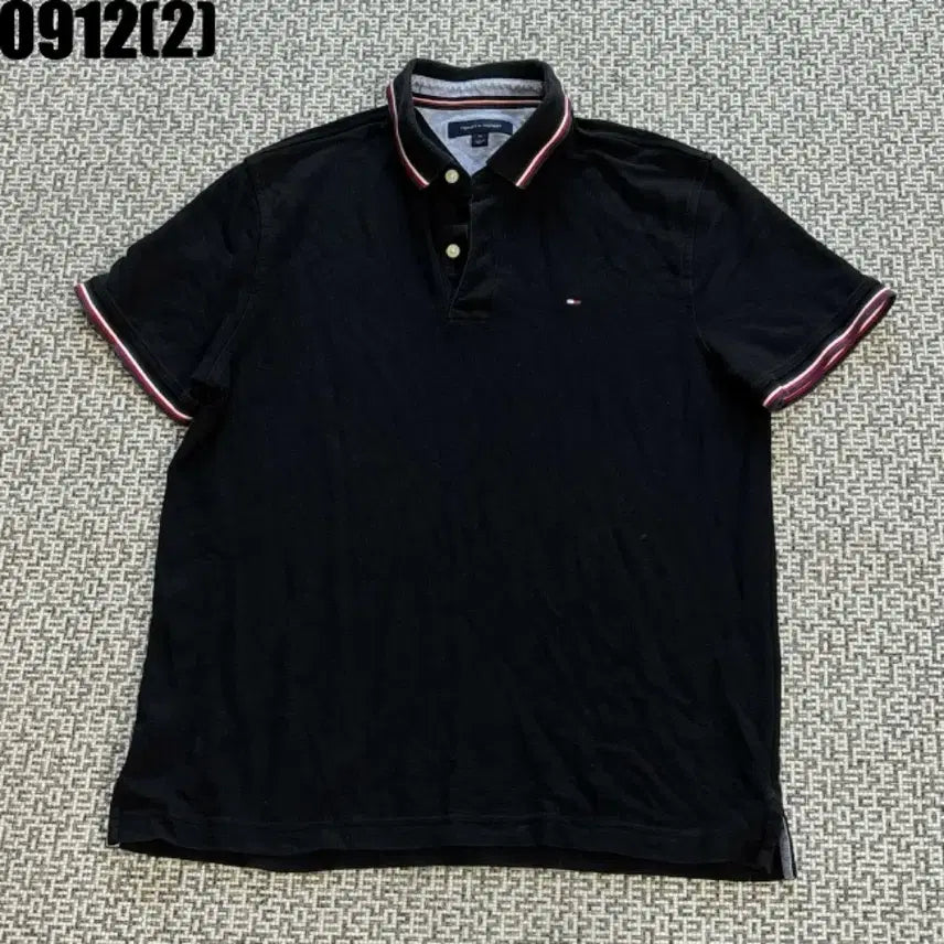 [BUNJANG] Tommy Hilfiger Black Collar T-Shirt / 타미힐피거 반팔 카라티 블랙