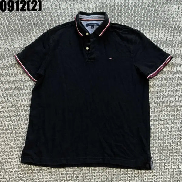 [BUNJANG] Tommy Hilfiger Black Collar T-Shirt / 타미힐피거 반팔 카라티 블랙