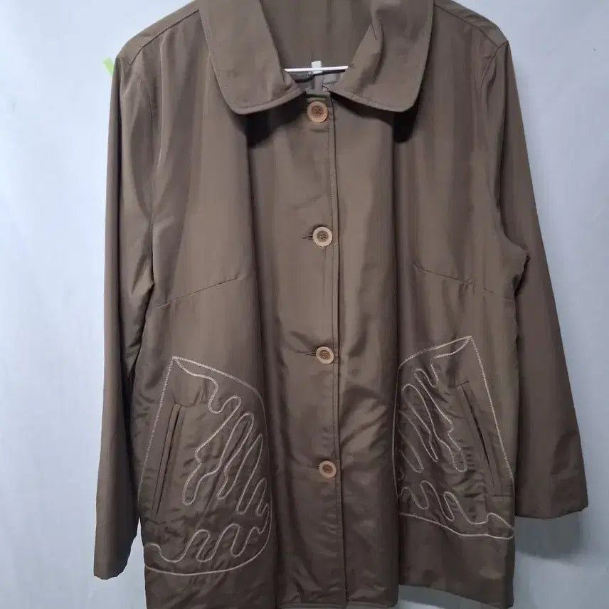 [BUNJANG] Brown Embroidered Wool Coat XL / 브라운색 코트XL