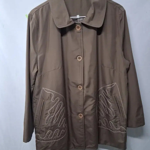 [BUNJANG] Brown Embroidered Wool Coat XL / 브라운색 코트XL