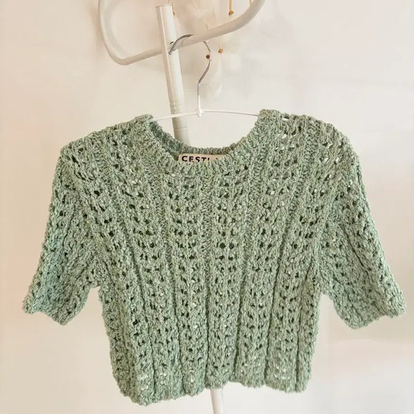 [BUNJANG] Mint Knit Short Sleeve Top / 민트 니트반팔
