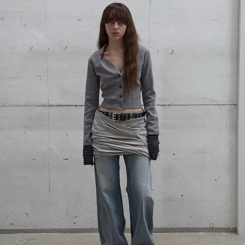 [BUNJANG] LCDC Twisted Mini Volume Skirt (Light Grey) / lcdc TWISTED MINI VOLUME SKIRT (LIGHT GREY)