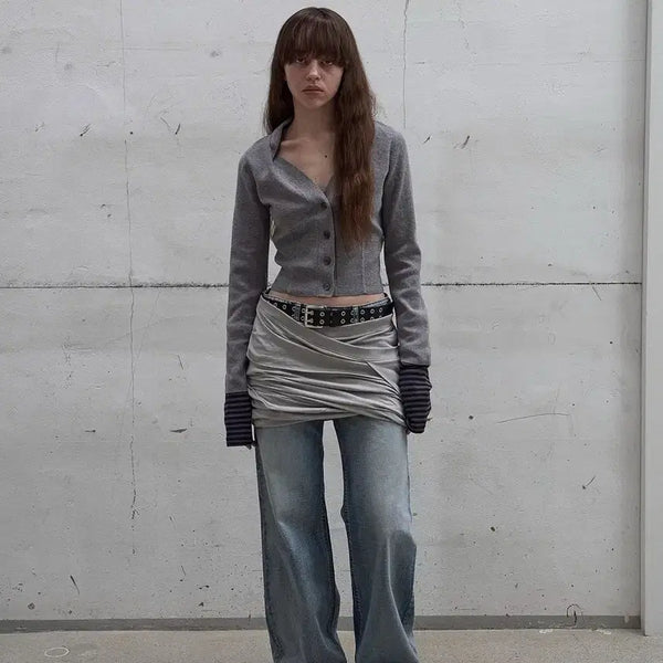 [BUNJANG] LCDC Twisted Mini Volume Skirt (Light Grey) / lcdc TWISTED MINI VOLUME SKIRT (LIGHT GREY)