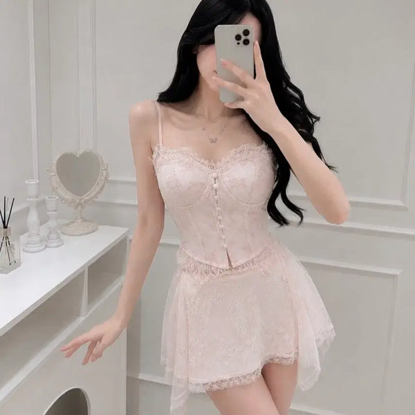 [BUNJANG] Two-Piece Swimsuit - Exchange Possible / 여캠 비제이 휴양지 투피스 교환가능