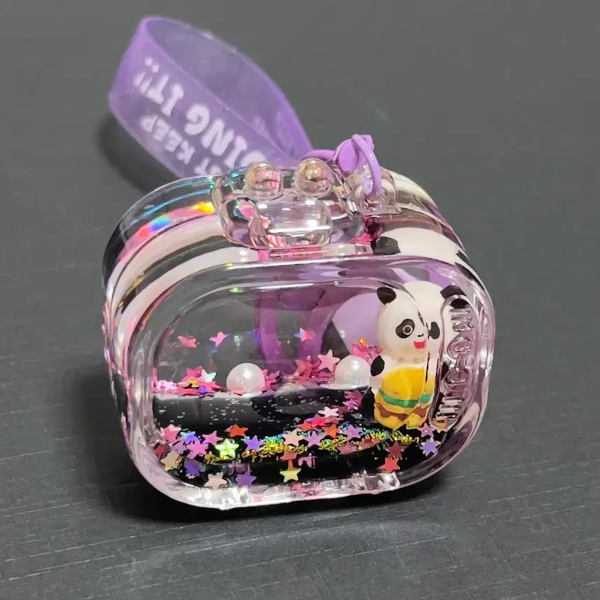 [BUNJANG] Panda Burger Glitter Water Globe Keychain / 판다 버거 반짝이 워터볼 키링