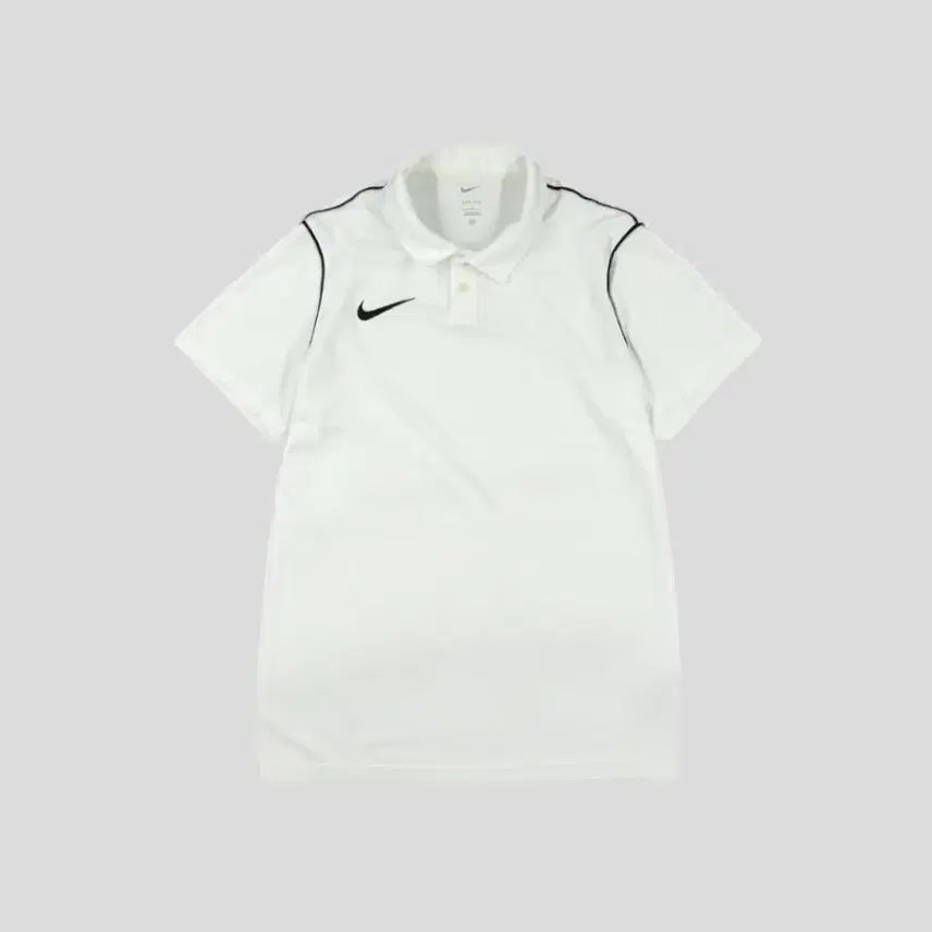 [BUNJANG] Nike White Black Swoosh Logo Dri-FIT Half-Button Performance Short Sleeve T-Shirt L / 나이키 화이트 블랙 스우시 로고 파이프라인 하프버튼 드라이핏 카라넥 기능성 반팔 티셔츠 L