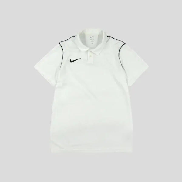 [BUNJANG] Nike White Black Swoosh Logo Dri-FIT Half-Button Performance Short Sleeve T-Shirt L / 나이키 화이트 블랙 스우시 로고 파이프라인 하프버튼 드라이핏 카라넥 기능성 반팔 티셔츠 L