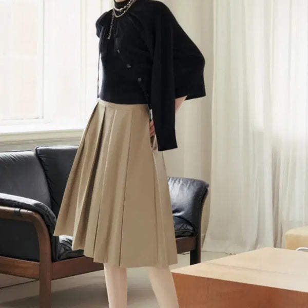 [BUNJANG] Mine Leather Effect Pleats Culottes Pants / (새상품) 마인 레더 이펙트 플리츠 퀼로트팬츠