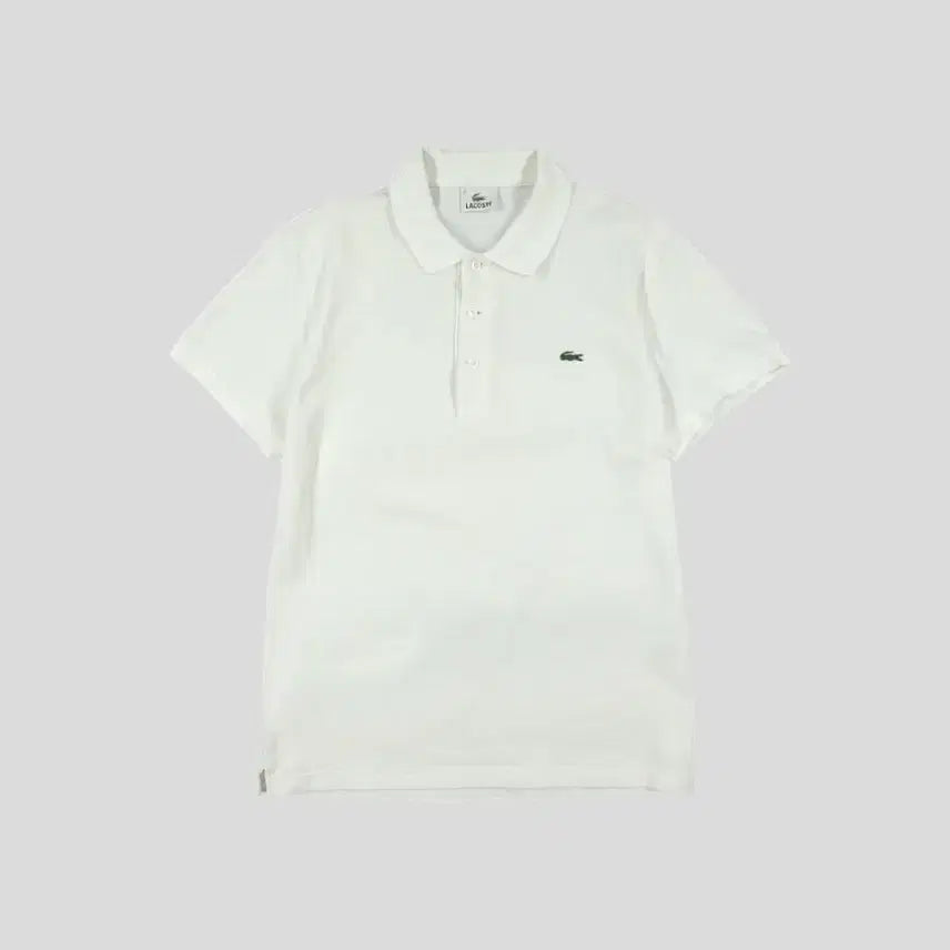[BUNJANG] Lacoste White Croc Patch Half-Button Collar PK Pique Short Sleeve T-shirt (Size 4 - Recommended M) / 라코스테 화이트 크록패치 하프버튼 카라넥 PK 피케 반팔 티셔츠 M