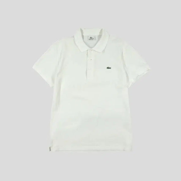 [BUNJANG] Lacoste White Croc Patch Half-Button Collar PK Pique Short Sleeve T-shirt (Size 4 - Recommended M) / 라코스테 화이트 크록패치 하프버튼 카라넥 PK 피케 반팔 티셔츠 M