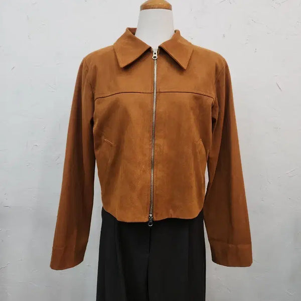 [BUNJANG] Suede Short Jacket Brown / 스웨이드 숏 자켓 브라운