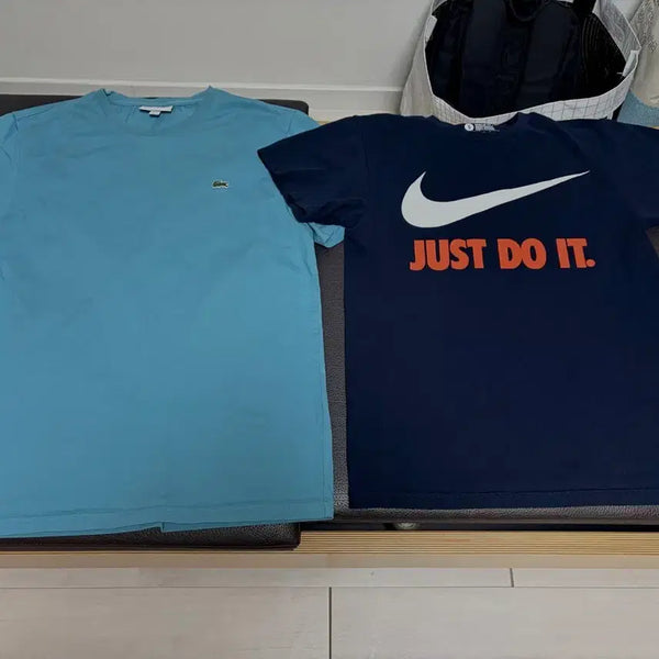 [BUNJANG] Nike 'JUST DO IT' T-Shirt & Lacoste Basic Logo T-Shirt Set / 나이키, 라코스테 반팔티