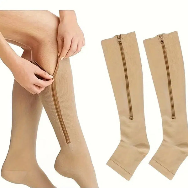 [BUNJANG] Zipper Compression Stockings Beige / 압박스타킹 지퍼형 베이지