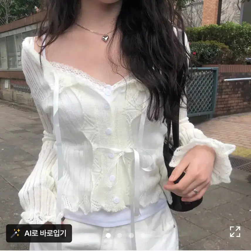 [BUNJANG] Aniwonmore Ribbon Strap Cardigan / 애니원모어 리본 스트랩 가디건