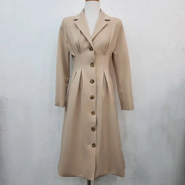 [BUNJANG] Beige Button Midi Dress / 베이지색 버튼 원피스