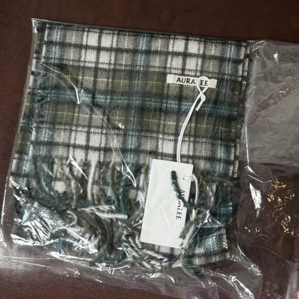 [BUNJANG] Auralee Check Scarf Green Brown / 26aw 오라리 체크 머플러 그린, 브라운