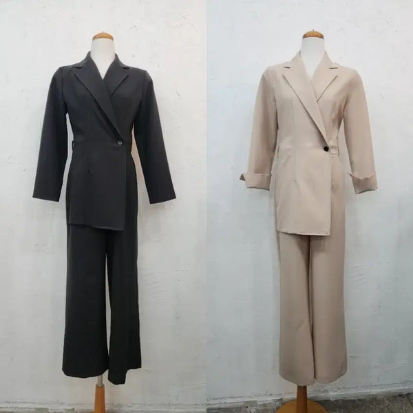 [BUNJANG] Tailored Suit Set Black/Beige / 테일러드 정장 세트 블랙 / 베이지