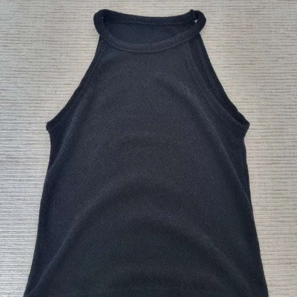 [BUNJANG] Black Thick Halterneck Sleeveless Top / 블랙 도톰 홀터넥 나시