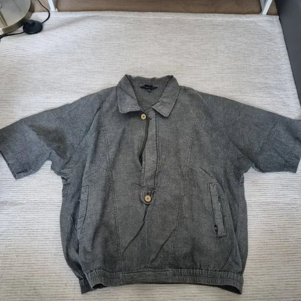 [BUNJANG] Pique Short Sleeve Shirt Gray / 피케 숏슬리브 셔츠 그레이