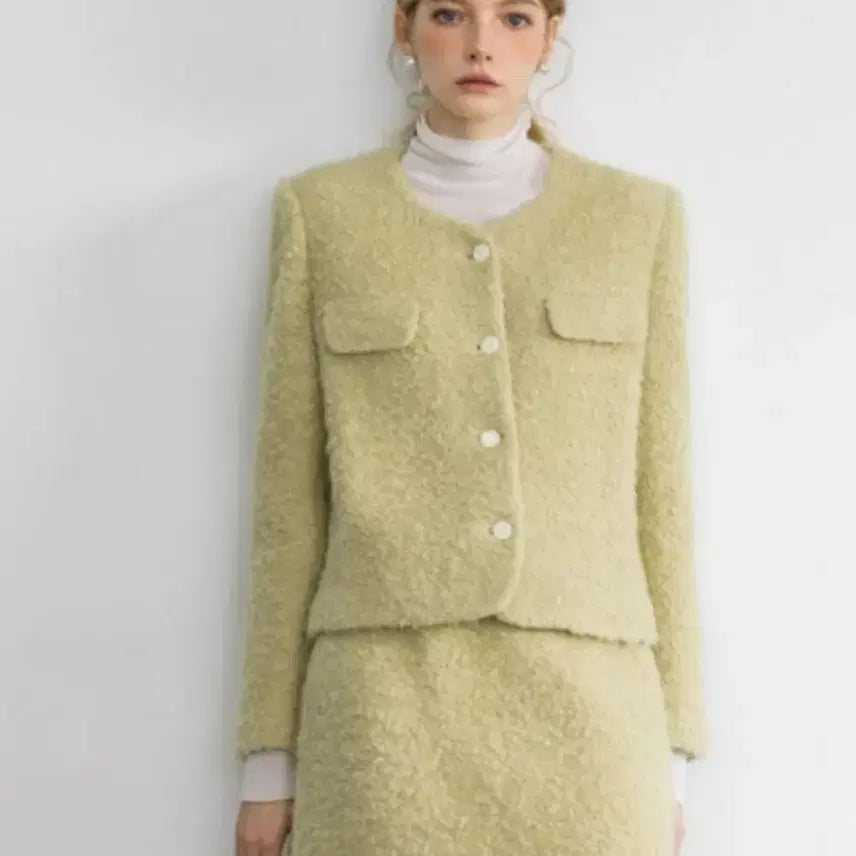 [BUNJANG] Sinsden Lime Wool Two-Piece Set M / 새상품) 신스덴 라임 울 투피스 M