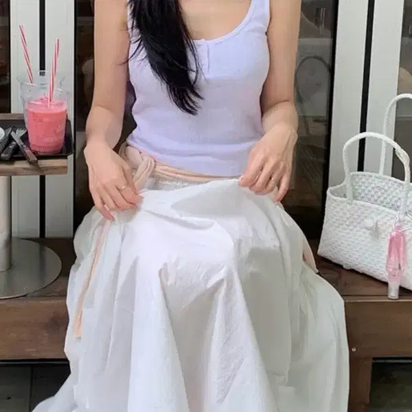 [BUNJANG] Shopmonet Ribbed Tank Top White / 샵모넷 나시 새상품(화이트)
