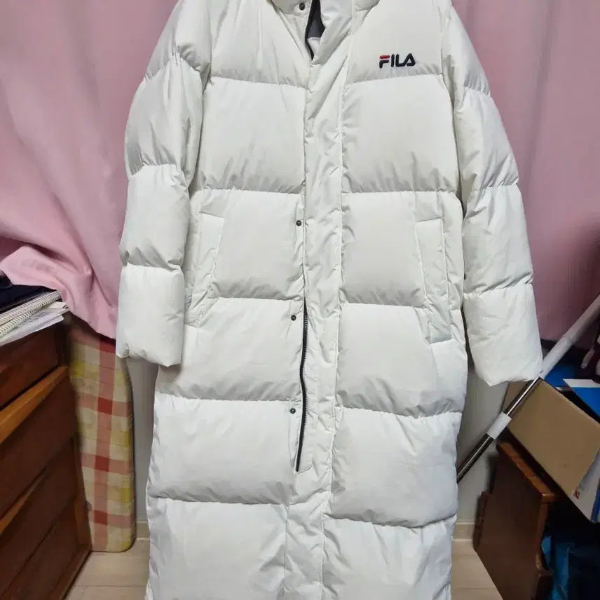 [BUNJANG] Fila Long Padded Down Jacket White L / 휠라 롱패딩 L 사이즈