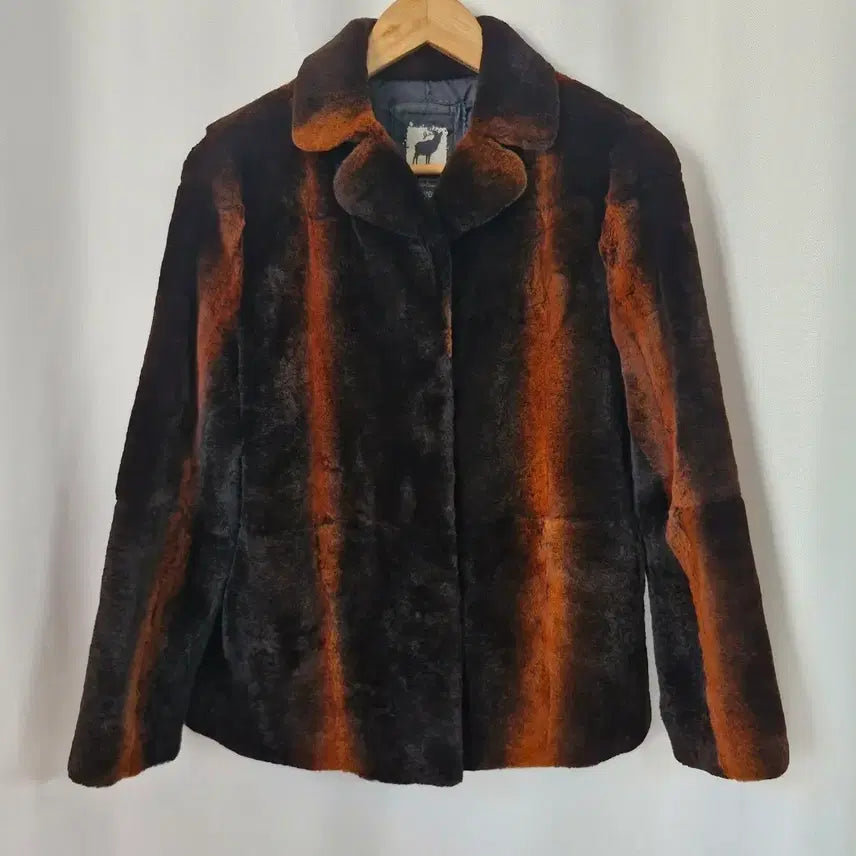 [BUNJANG] Rex Fur Jacket Brown/Orange / 렉스 퍼 자켓 브라운/오렌지