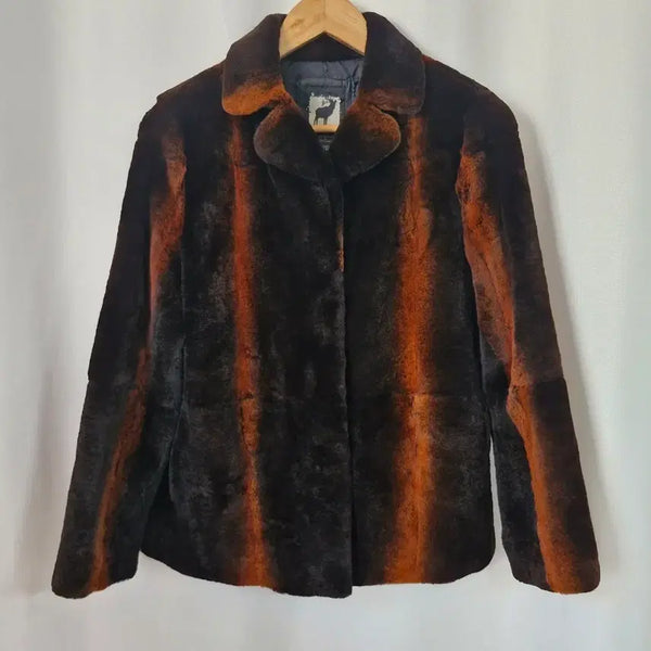 [BUNJANG] Rex Fur Jacket Brown/Orange / 렉스 퍼 자켓 브라운/오렌지