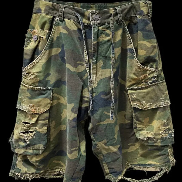 [BUNJANG] 424 Camo Distressed Bermuda Cargo Shorts Size 48 / [국내 희귀매물] 424 카모 디스트레스 버뮤다 카고 쇼츠 48