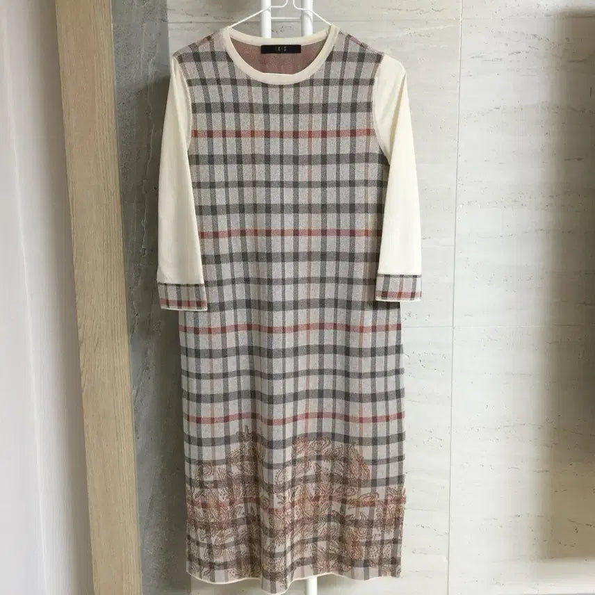 [BUNJANG] DAKS Check Knit Dress / DAKS 닥스 체크 니트 원피스 90