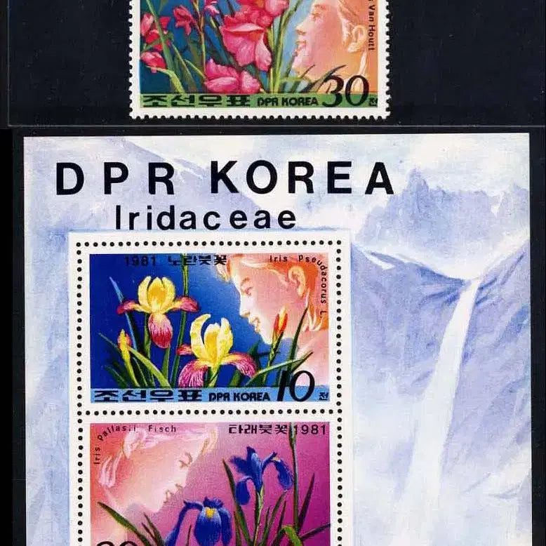 [BUNJANG] BKstamp 1981 North Korean Flower Commemorative Stamp Sheet (3 Types) / [BKstamp우표] 북한 꽃 기념우표3종완 시트1매(1981년)
