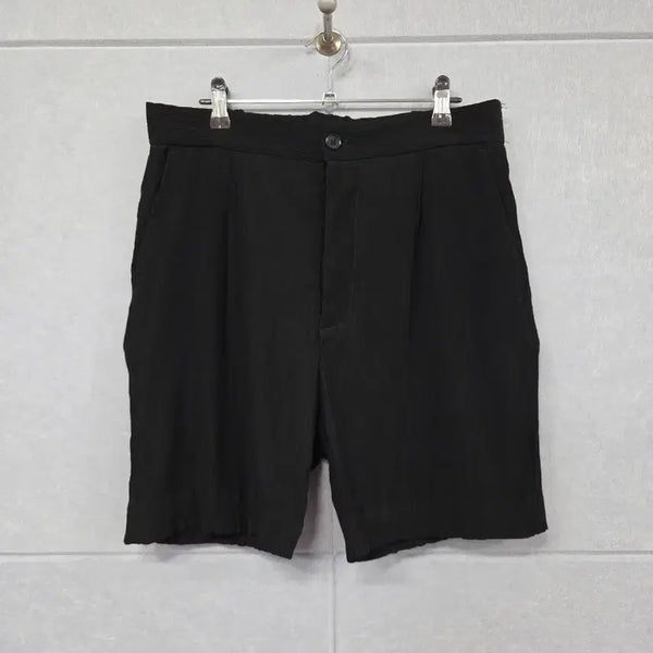 [BUNJANG] ZARA Black Textured Pleated Half Pants (Size M) / ZARA 자라 블랙 텍스처 플리츠 하프 팬츠