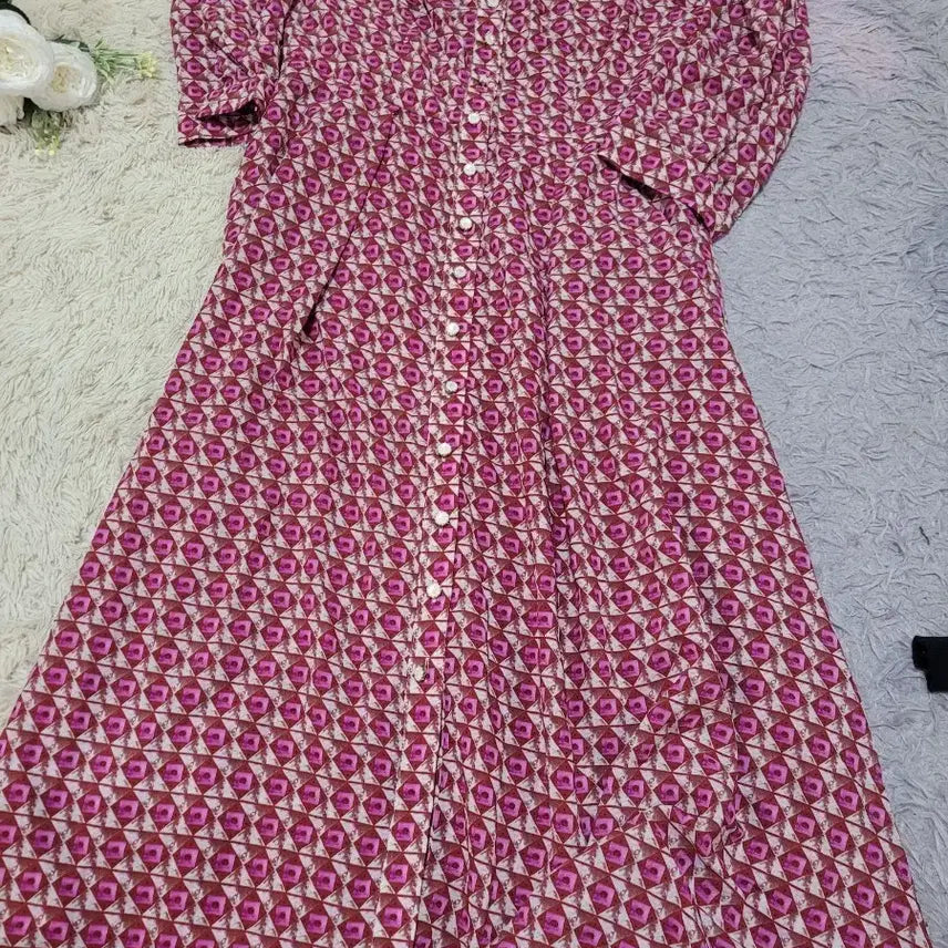 [BUNJANG] Pink Pattern Long Dress / 핑크 패턴 롱 원피스