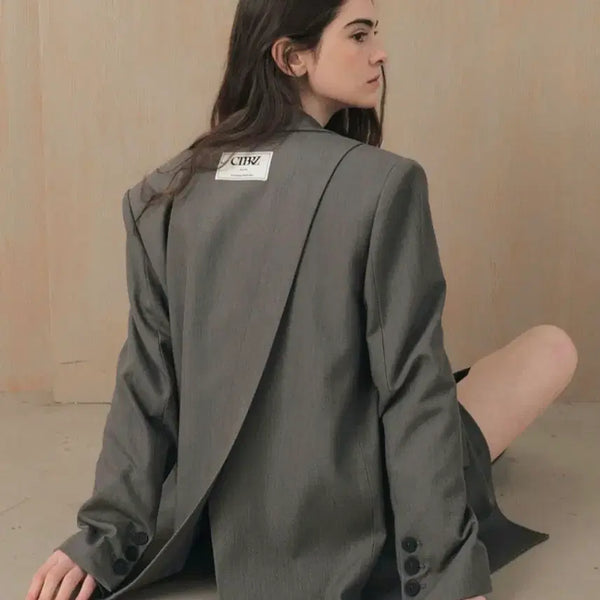 [BUNJANG] Citybreeze Diagonal Cut Jacket Gray F / 시티브리즈 사선절개자켓 그레이F