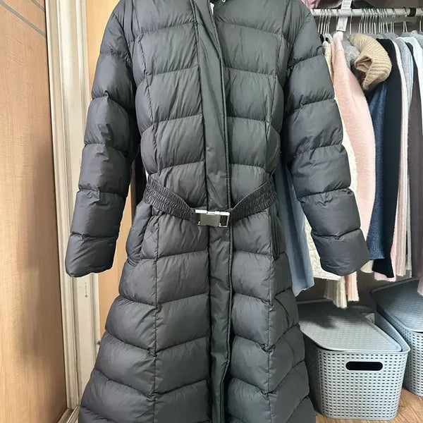 [BUNJANG] Black Hook Long Padding / 검정 후크 롱 패딩
