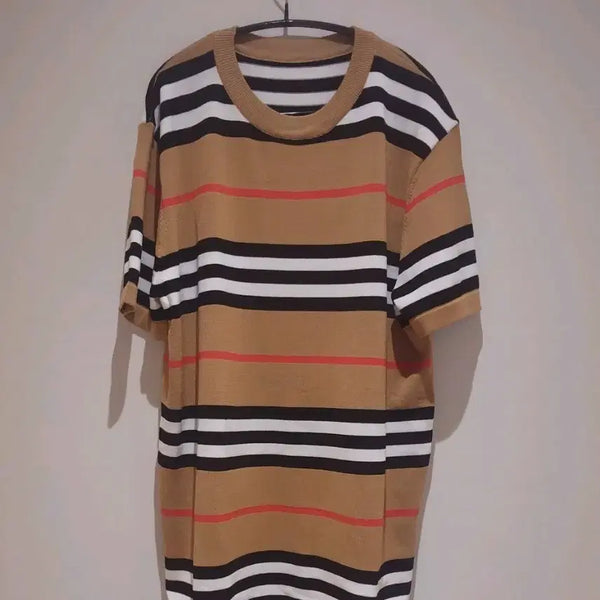 [BUNJANG] Checkered Half-Sleeve Knit Top / #체크니트#반팔니트#가을니트#여성니트#체크반팔#스트라이프#