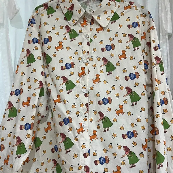 [BUNJANG] Women's Character Pattern Shirt / 캐릭터 패턴 셔츠