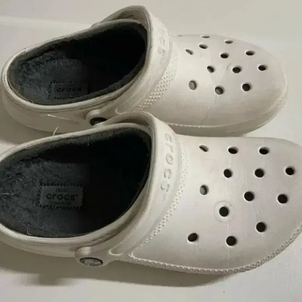 [BUNJANG] Crocs Fur Lined Puff Slide Slippers / 크록스W7 크록스M5 퍼 라인드 털슬리퍼 퍼프 퍼즈 라인드