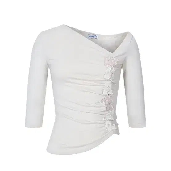 [BUNJANG] Please No Follow Julie Asymmetric Patch Top / 플리즈노팔로우 쥴리 언발 패치 탑